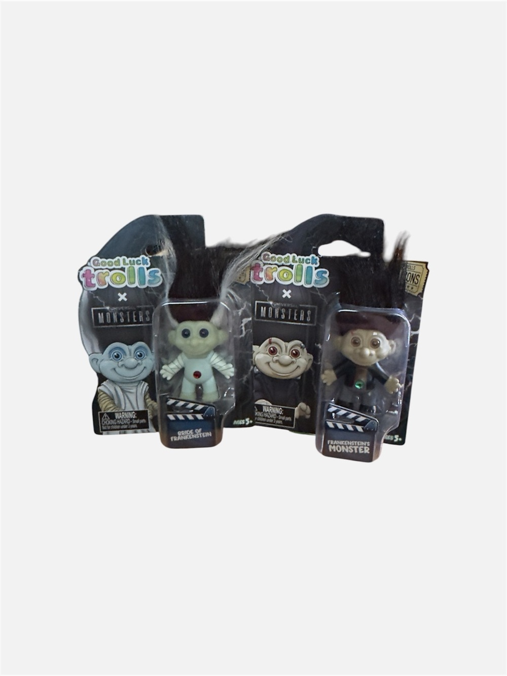 Good Luck Trolls x Universal Monsters Frankenstein & Bride Figure Set NWT